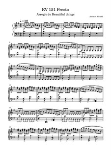 Concerto for Strings in Sol maggiore, RV 151: presto, para piano by Antonio Vivaldi