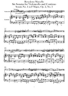 Six Sonatas for Cello (or Viola) and Basso Continuo, Op.1: Sonata No.1 in F Major by Benedetto Marcello