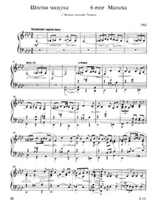 Mazurka No.6 in A Flat Major: Para Piano by Mily Balakirev