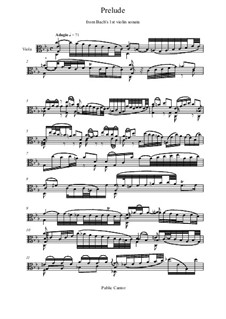 Sonata for Violin No.1 in G Minor, BWV 1001: Prelude, for viola by Johann Sebastian Bach