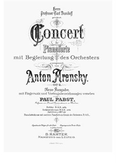 Concerto for Piano and Orchestra, Op.2: Versão para dois pianos de quatro mãos by Anton Arensky
