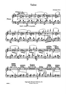 Suite for Two Pianos Four Hands No.1, Op.15: valsa by Anton Arensky