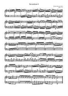 No.4 in D Minor, BWV 775: Para Piano by Johann Sebastian Bach