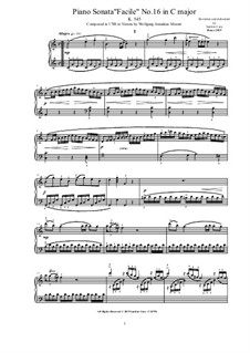 Sonata for Piano No.16 in C Major, K.545: para um único musico (Editado por H. Bulow) by Wolfgang Amadeus Mozart