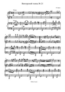 Dance No.21 in E Minor: partitura para piano by Johannes Brahms