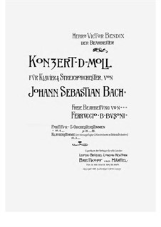Concerto for Harpsichord and Strings No.1 in D Minor , BWV 1052: arranjos para dois pianos de quatro mãos by Johann Sebastian Bach