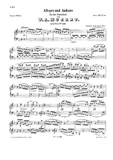 Sonata for Piano No.15 in F Major, K.533/494: Allegro and Andante by Wolfgang Amadeus Mozart