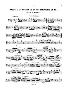 Symphony No.39 in E Flat Major, K.543: Andante and Minuet, for piano trio – cello part by Wolfgang Amadeus Mozart