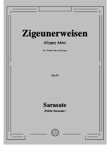 Zigeunerweisen (Gypsy Airs), Op.20: For violin, viola and organ by Pablo de Sarasate