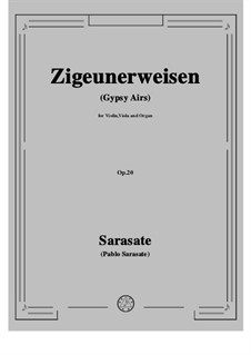 Zigeunerweisen (Gypsy Airs), Op.20: For violin, viola and organ by Pablo de Sarasate