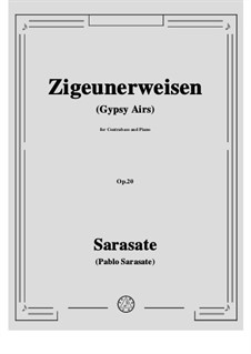 Zigeunerweisen (Gypsy Airs), Op.20: For contrabass and piano by Pablo de Sarasate