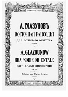 Oriental Rhapsody, Op.29: arranjos para pianos de quatro mãos - partes by Alexander Glazunov