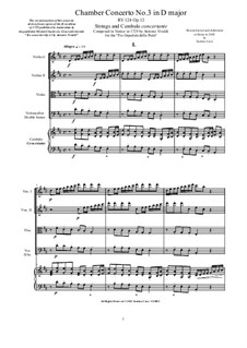 Concerto No.3 in D Major, RV 124: Score, parts by Antonio Vivaldi