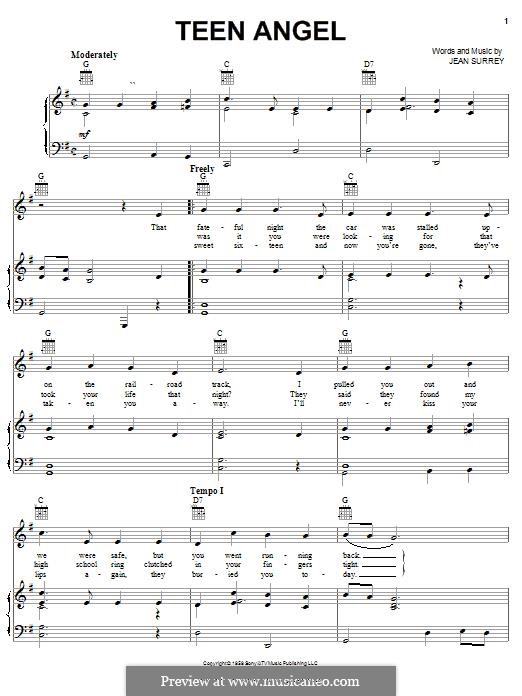 Teen Angel: Para vocais e piano (ou Guitarra) by Jean Surrey