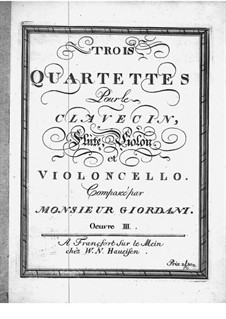 Three Quartets for Violin (or Flute), Violin II, Cello and Harpsichord, Op.3: violino parte II by Tommaso Giordani