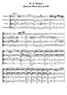 String Quartet No.8 in F Major, K.168: partituras completas, partes by Wolfgang Amadeus Mozart