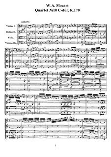 String Quartet No.10 in C Major, K.170: partituras completas, partes by Wolfgang Amadeus Mozart