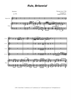Rule Britannia: Saxophone quartet and piano by Thomas Augustine Arne