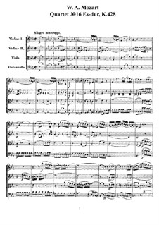 String Quartet No.16 in E Flat Major, K.428: partituras completas, partes by Wolfgang Amadeus Mozart