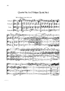 String Quartet No.3 in D Major, Op.44 No.1: partitura completa by Felix Mendelssohn-Bartholdy