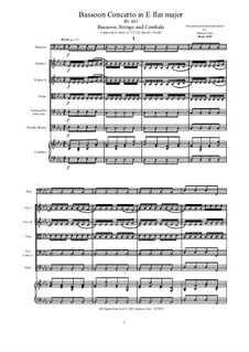 Concerto for Fagotto and Strings in E Flat Major, RV 483: Score, parts by Antonio Vivaldi