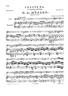 Sonata for Violin and Piano No.33 in E Flat Major, K.481: partitura by Wolfgang Amadeus Mozart