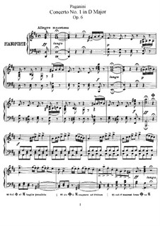 Concerto for Violin and Orchestra No.1 in D Major, Op.6: versão para violino e piano by Niccolò Paganini