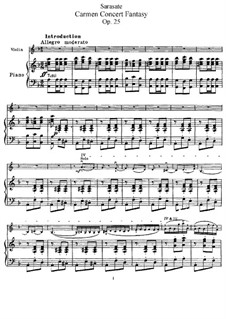 Fantasia on Themes from 'Carmen' by Bizet, Op.25: arranjo para violino e piano by Pablo de Sarasate