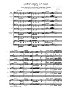 Concerto for Violin, Cello and Strings in A Major, RV 546: Score and all parts by Antonio Vivaldi