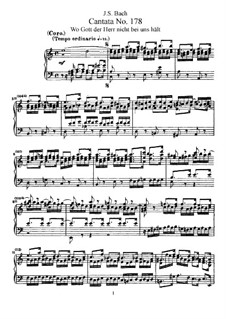 Wo Gott der Herr nicht bei uns hält, BWV 178: Piano-vocal score by Johann Sebastian Bach