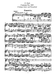 O heilges Geist- und Wasserbad, BWV 165: Piano-vocal score by Johann Sebastian Bach