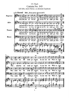 Ich lebe, mein Herze, zu deinem Ergötzen, BWV 145: Piano-vocal score by Johann Sebastian Bach