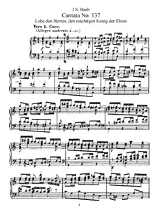 Lobe den Herren, den mächtigen König der Ehren, BWV 137: Partitura Piano-vocal by Johann Sebastian Bach