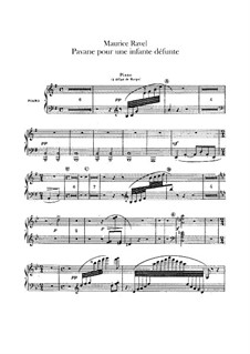 Pavane pour une infante défunte (Pavane for a Dead Princess), M.19: For orchestra – piano (or harp) part by Maurice Ravel