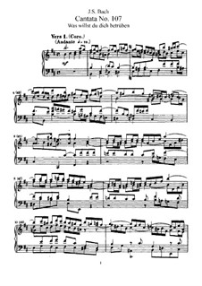 Was willst du dich betrüben, BWV 107: Piano-vocal score by Johann Sebastian Bach