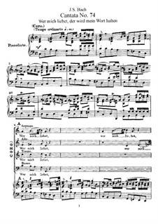 Wer mich liebet, der wird mein Wort halten, BWV 74: Piano-vocal score by Johann Sebastian Bach