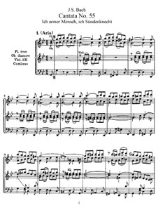 Ich armer Mensch, ich Sündenknecht, BWV 55: Piano-vocal score by Johann Sebastian Bach