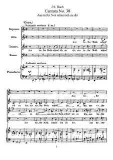 Aus tiefer Not schrei ich zu dir, BWV 38: Arranjo para coro e piano by Johann Sebastian Bach