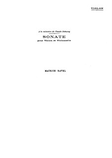 Sonata for Violin and Cello, M.73: parte do violino by Maurice Ravel