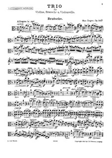 String Trio No.2 in D Minor, Op.141b: parte viola by Max Reger