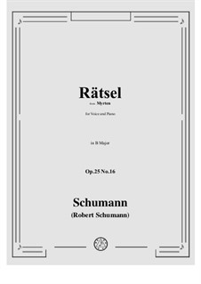 No.16 Rätsel (Énigme): Para vocais e piano by Robert Schumann