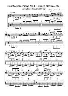Sonata for Piano No.1 in C Major, K.279: Movement I, for guitar by Wolfgang Amadeus Mozart