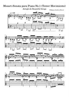Sonata for Piano No.1 in C Major, K.279: Movement III, for guitar by Wolfgang Amadeus Mozart