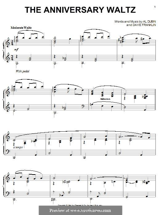 The Anniversary Waltz (Bing Crosby): Para Piano by Dave Franklin