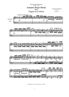 Fugue in G minor for Harpsichord (or Piano): Fugue in G minor for Harpsichord (or Piano) by Johann Adam Reincken