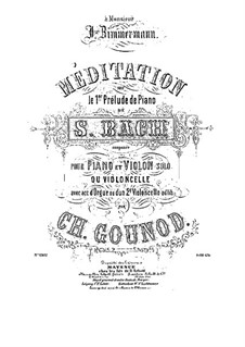 Meditation on Prelude No.1 by Bach: For violin (or cello) and piano (or organ ad libitum) by Charles Gounod