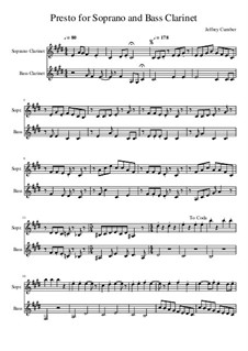 Presto for Soprano and Bass Clarinet: Presto for Soprano and Bass Clarinet by Jeffrey Cumber