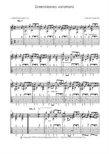 One instrument version: For guitar (with variations) by folklore