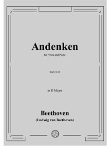 Andenken, WoO 136: Partitura para piano com parte de vocal by Ludwig van Beethoven