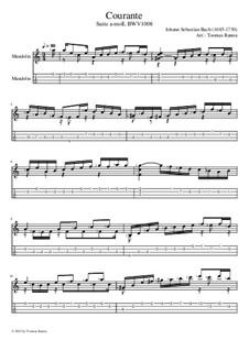 Suite for Cello No.2 in D Minor, BWV 1008: Courante. Version for mandolin by Johann Sebastian Bach
